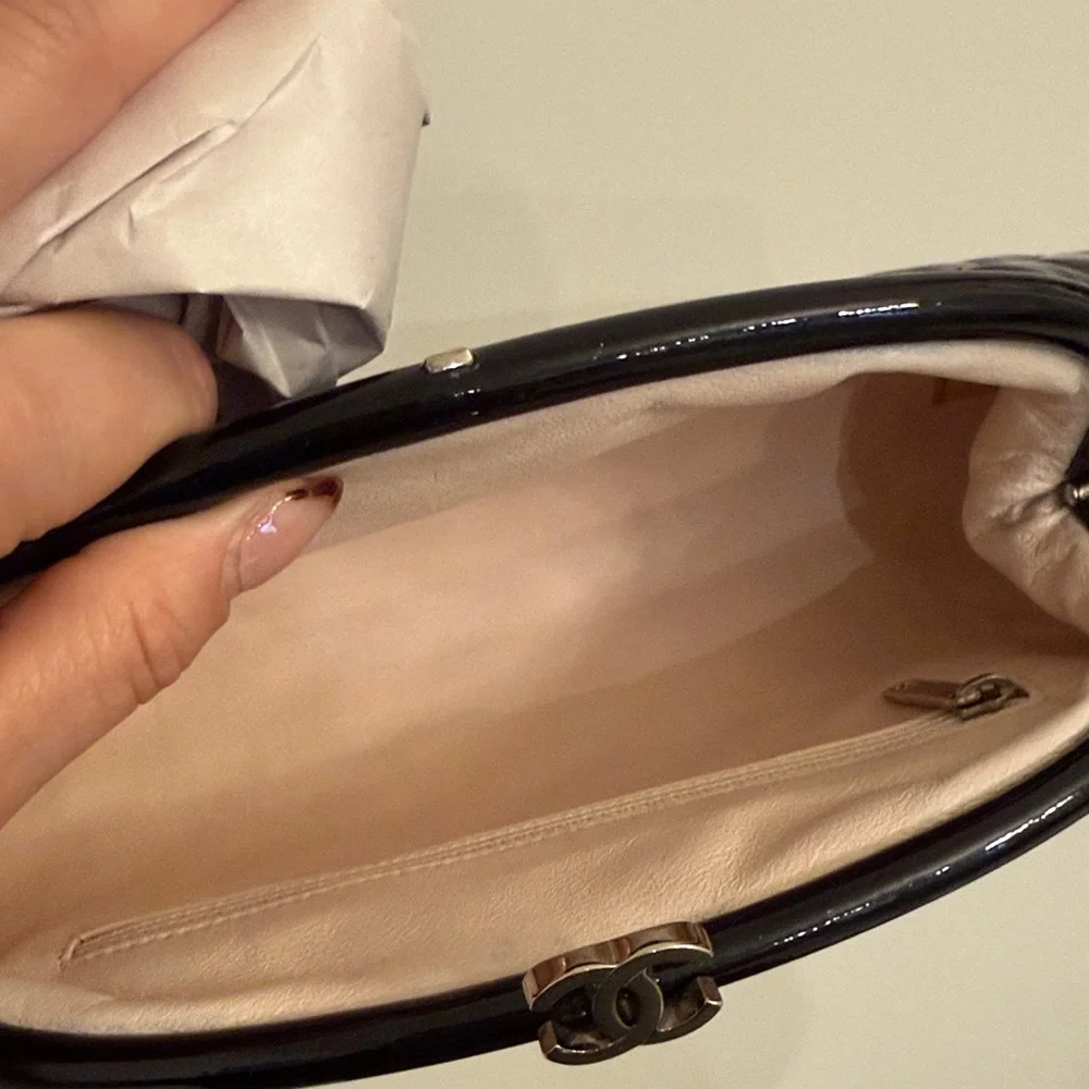 CHANEL Black Patent Quilted Clutch - Picture 5 of 12